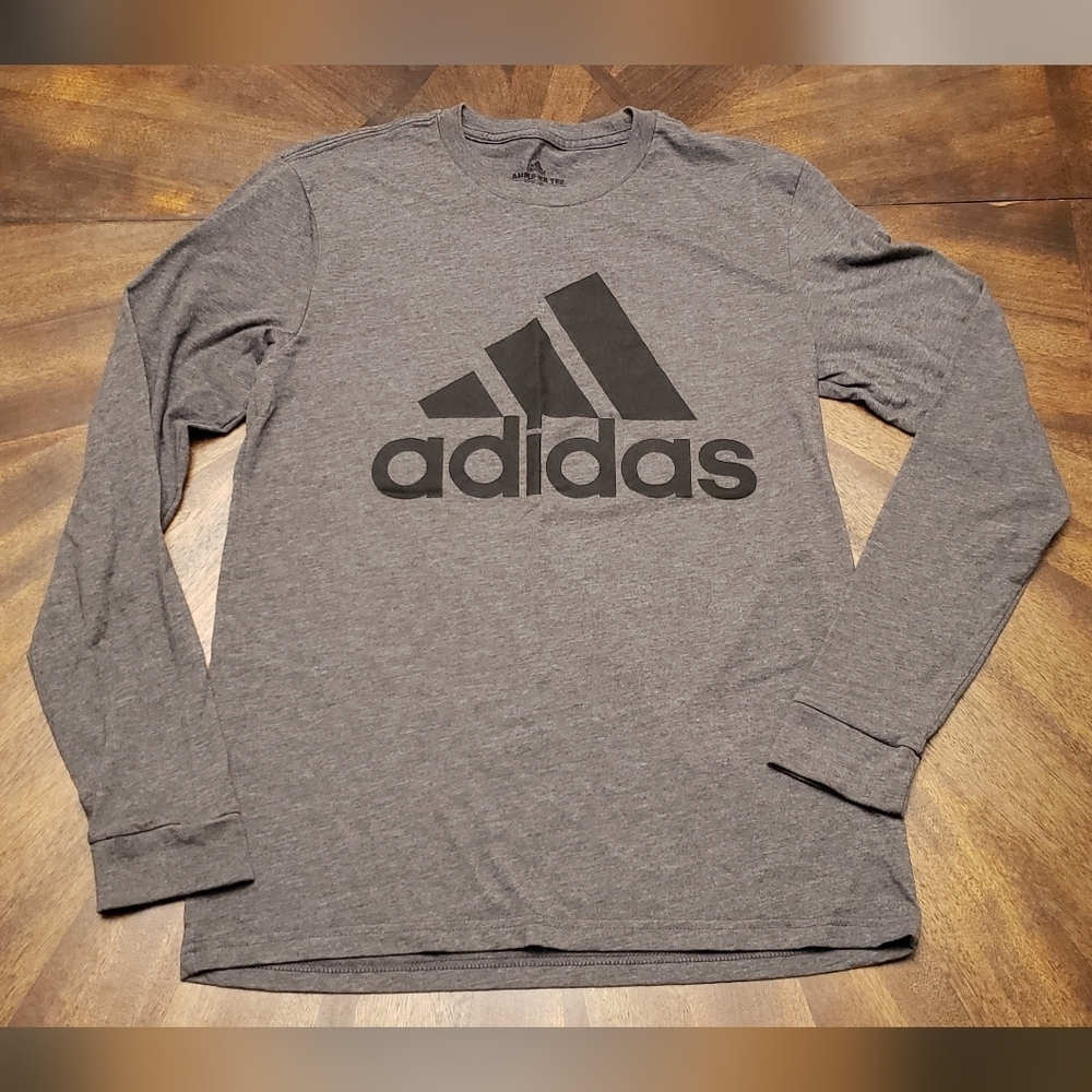 Adidas Amplifier Mens Gray Long Sleeve Shirt Size S